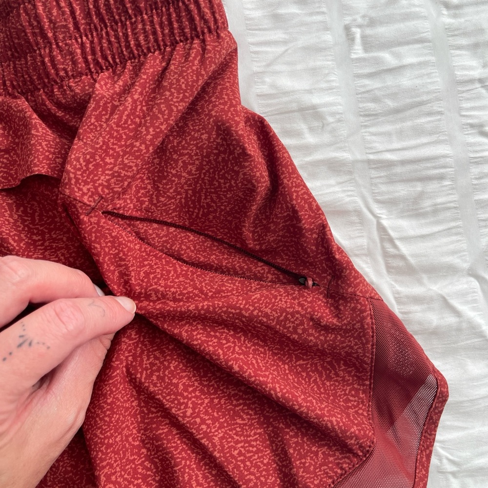 Athleta Rust Red Racer Run Shorts - Picture 3 of 4